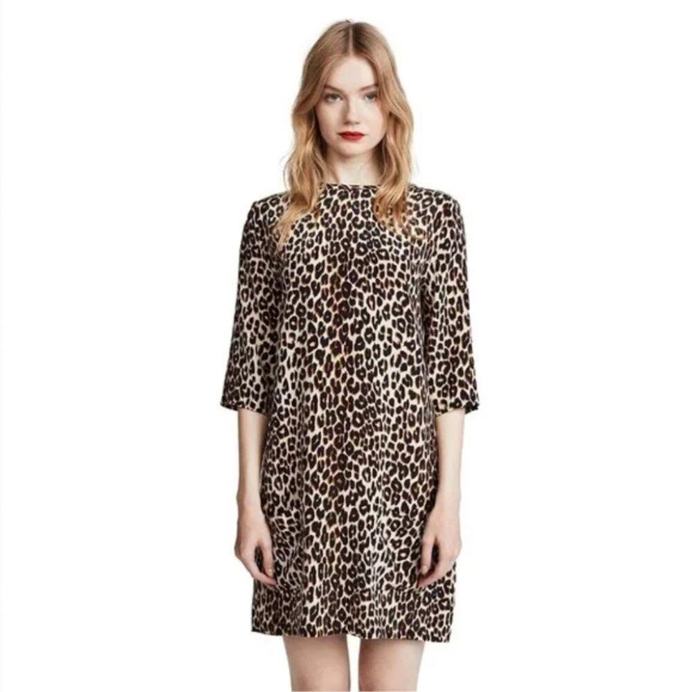 Equipment Aubrey Silk Animal Print Dress